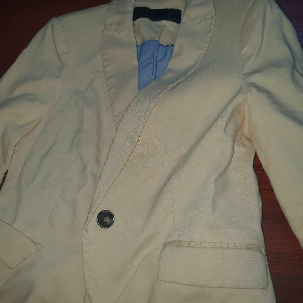 Zara Basic Ladies Fully Lined Blazer Jacket In Be… - image 3